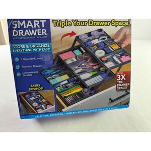 Smart Drawer Multi-Level Expandable Organizer 3-Tier Storage Tray Gray